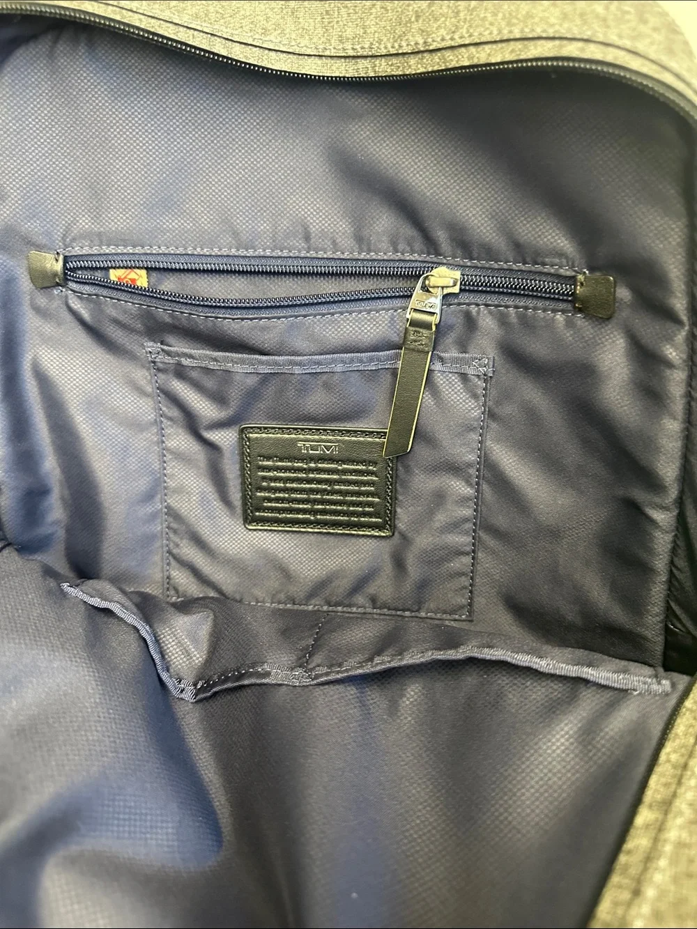 Tumi Gray and Black Leather-Trim Backpack